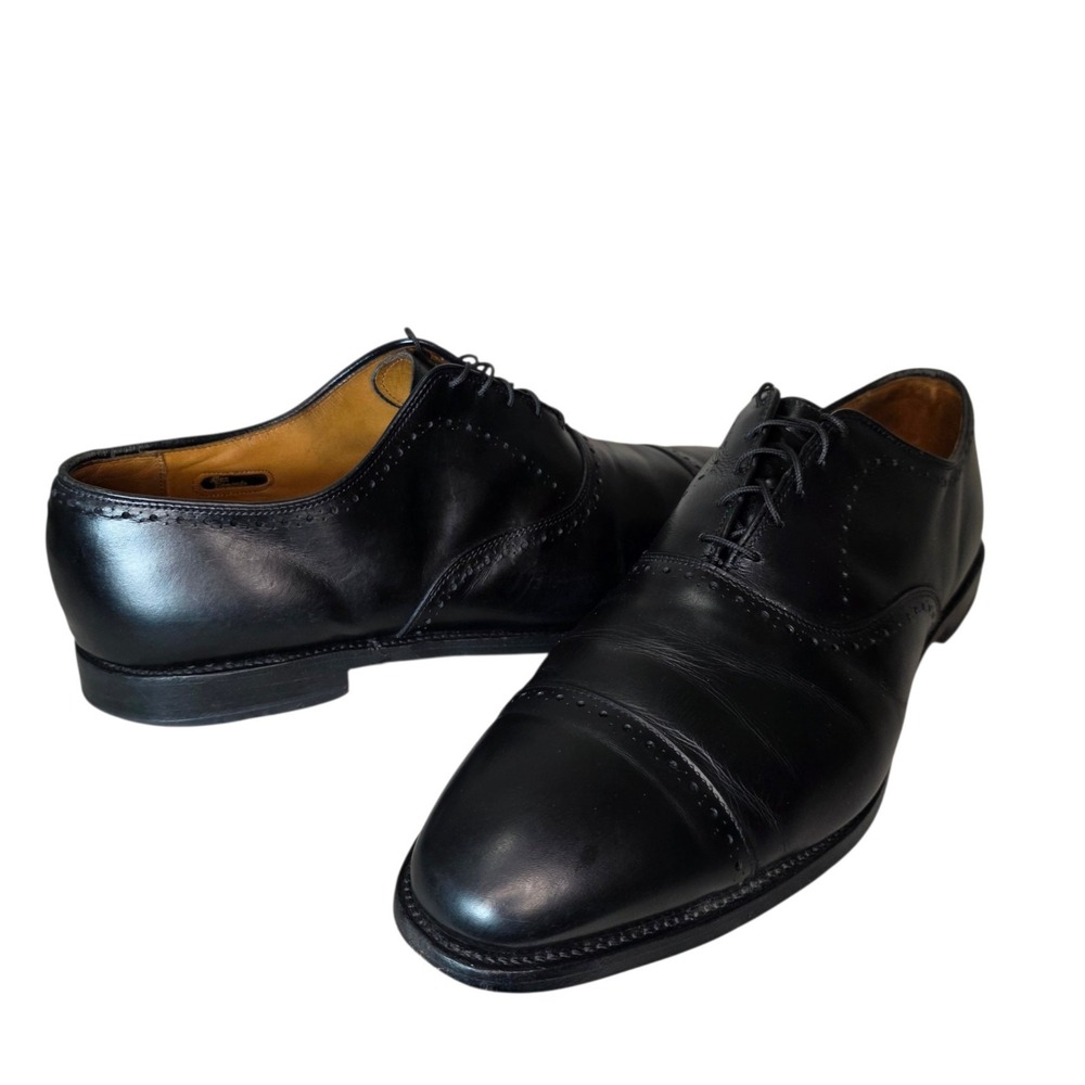Allen Edmonds Hale Mens 14E Black Leather Cap Toe Oxford Brogue Dress Shoes